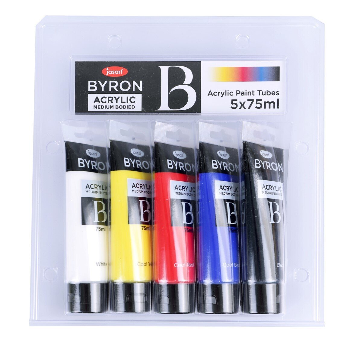 PAINT JASART BYRON ACRYLIC 75ML PRIMARY COOL SET 5