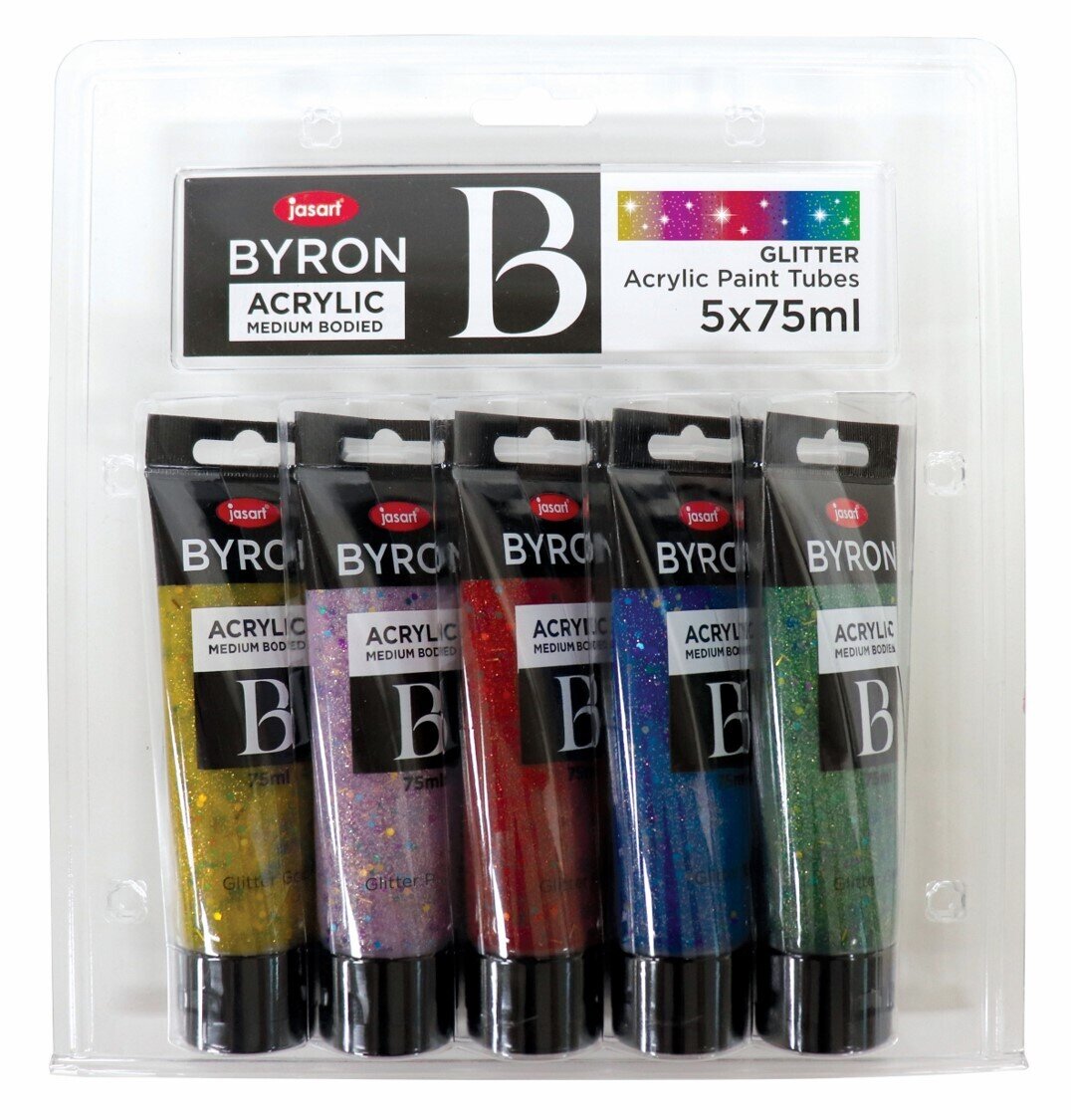 PAINT JASART BYRON ACRYLIC 75ML GLITTER SET 5