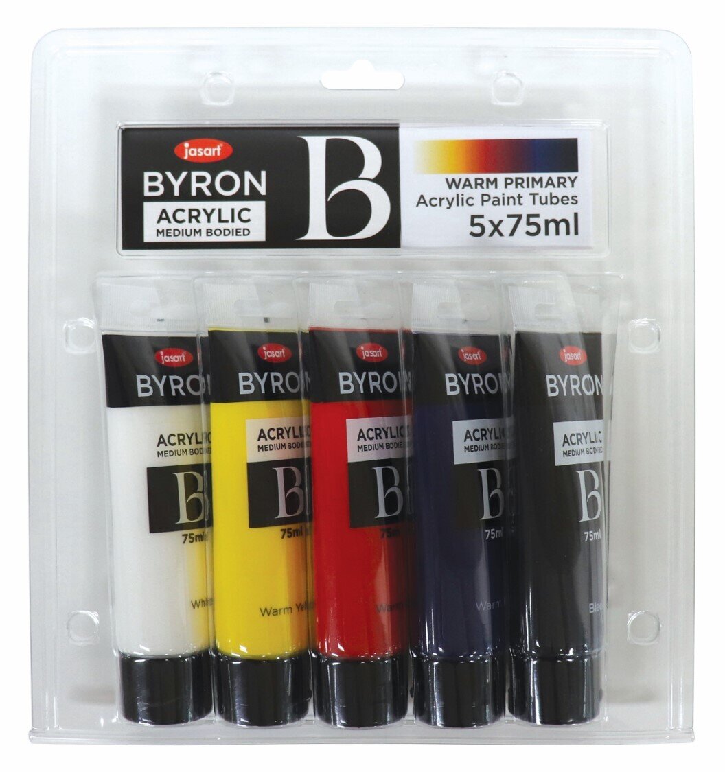 PAINT JASART BYRON ACRYLIC 75ML PRIMARY WARM SET 5