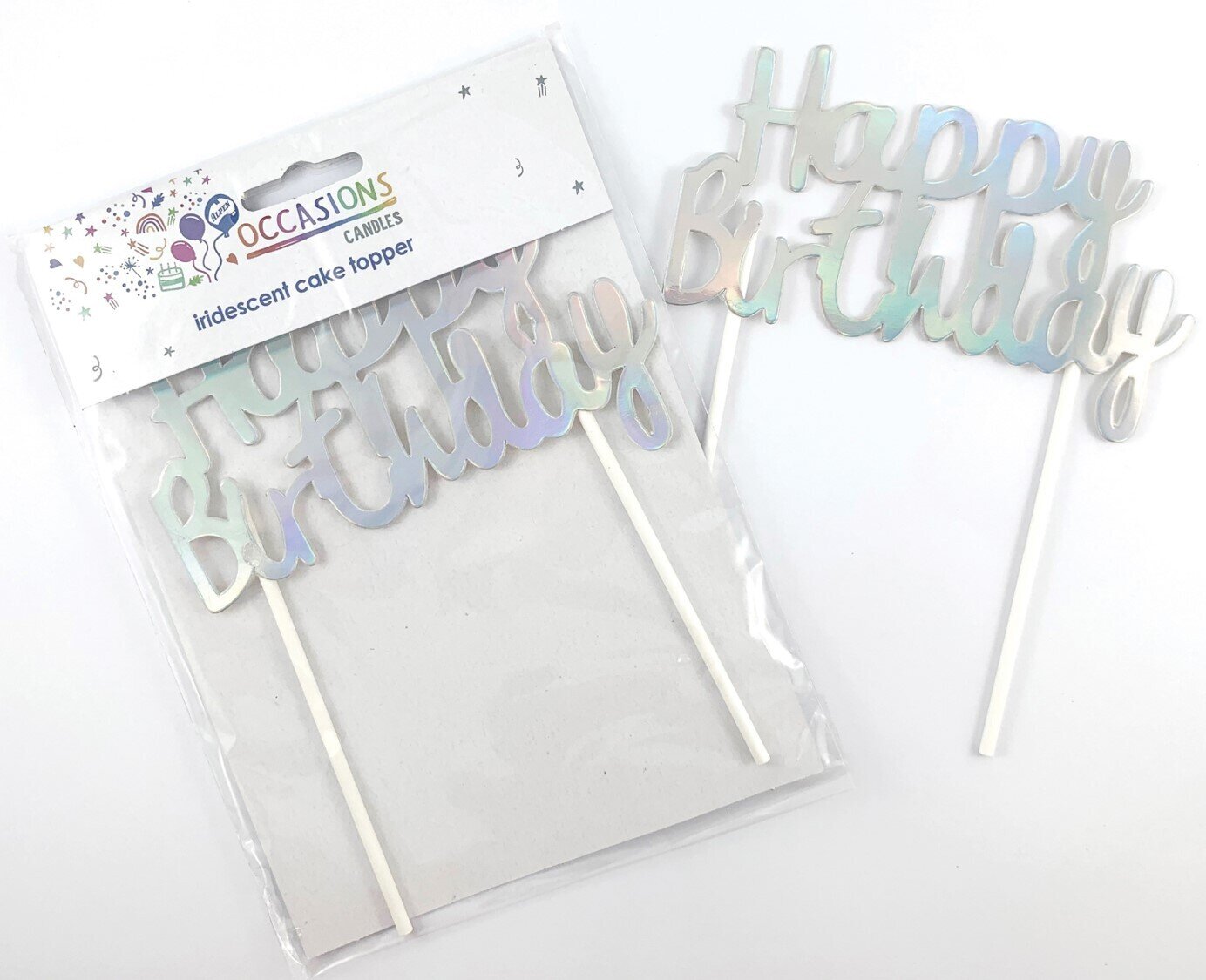 CAKE TOPPER ALPEN HAPPY BIRTHDAY METALLIC IRIDESCENT