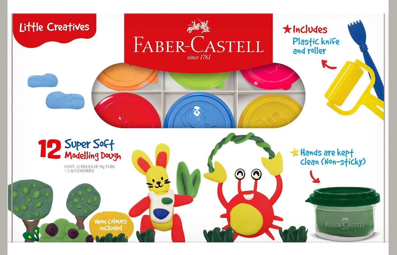 DOUGH MODELLING FABER-CASTELL LITTLE CREATIVES SUPER SOFT 50G SET12
