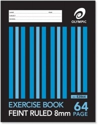 EXERCISE BOOK OLYMPIC 225X175MM 8MM RULED 64PG