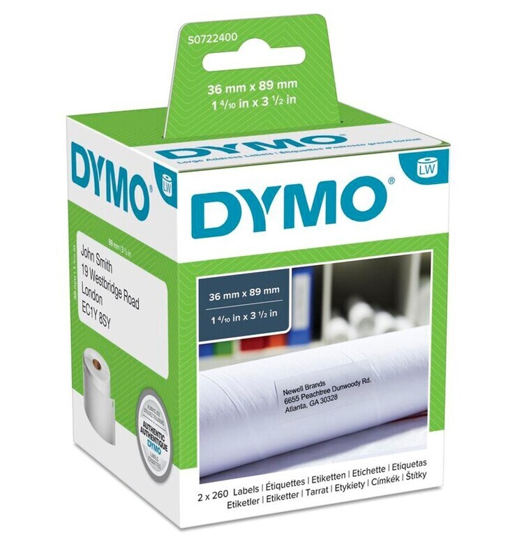 LABEL DYMO LABELWRITER LARGE ADDRESS LABELS 36X89MM WHITE