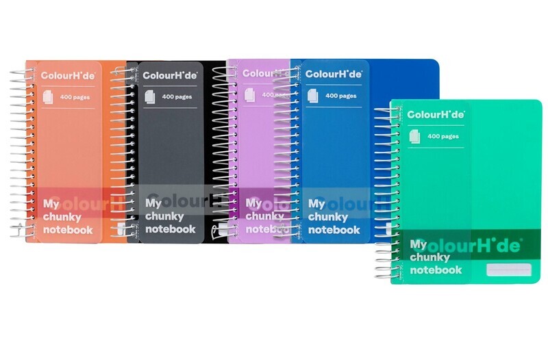 NOTEBOOK COLOURHIDE CHUNKY 140X110MM ASSTD 400 PAGE