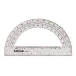 PROTRACTOR CELCO 15CM 180 DEG HALF CIRCLE CLEAR