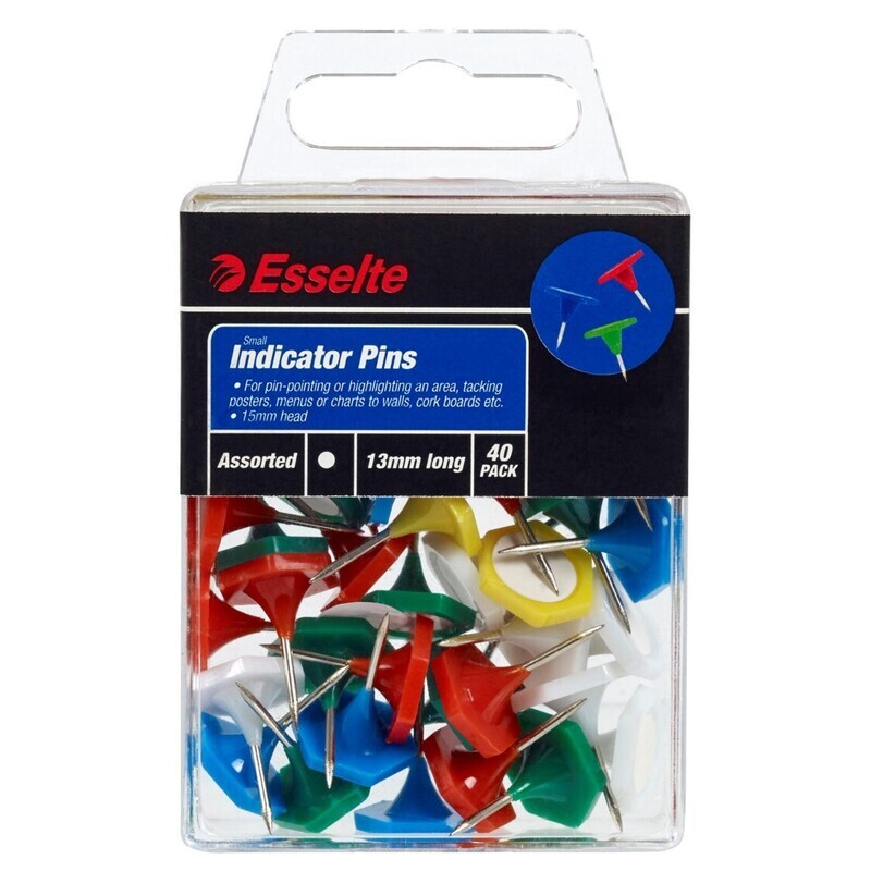 INDICATOR PINS ESSELTE ASST SML PK40