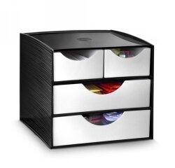 BIN ITALPLAST TAKE A BREAK 3 TIER MODULE BLACK WITH METALLIC GREY DRAWER