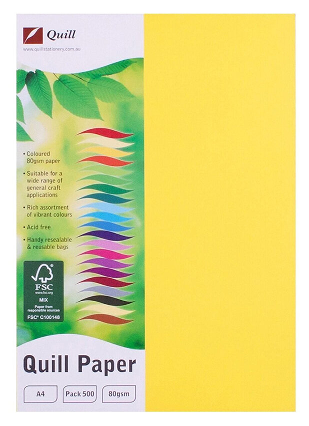 PAPER QUILL XL A4 LEMON 500s 80gsm