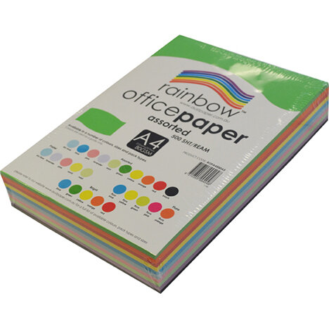 COPY PAPER RAINBOW A4 80GSM PASTEL ASSORTED PK500