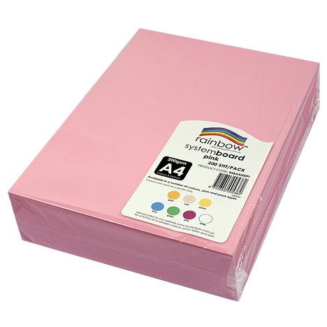 SP- SYSTEM BOARD RAINBOW A4 200GSM PINK PK200