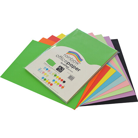 COPY PAPER RAINBOW A3 80GSM ASSORTED PK100