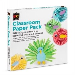 CLASSROOM PAPER EC 80GSM ASST SHAPES & COLOURS PK400