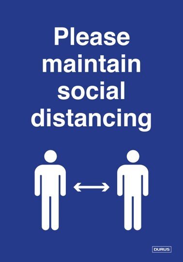 TENT STAND DURUS 100MMX150MM MAINTAIN SOCIAL DISTANCE BLUE AND WHITE