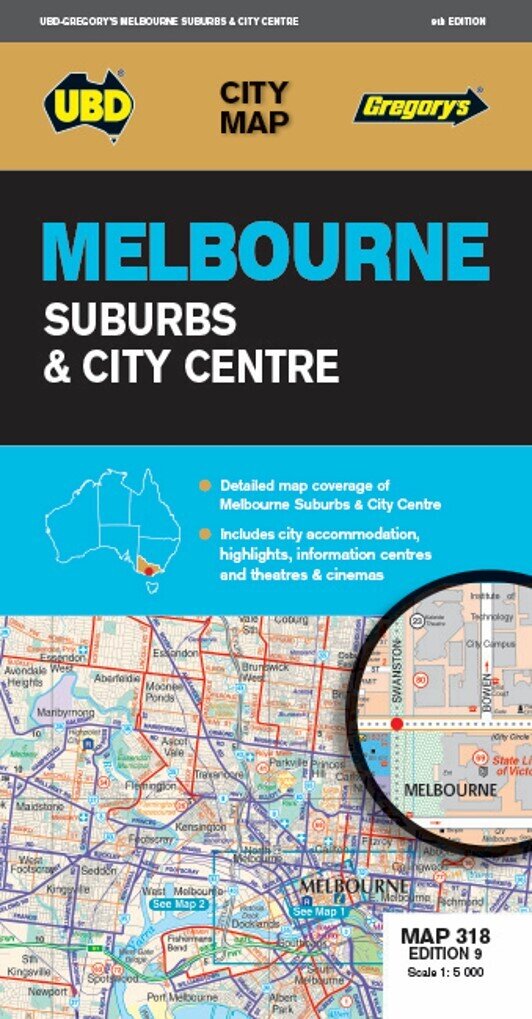 MAP UBD/GRE MELBOURNE SUBURBS & CITY CENTRE MAP 318 9TH ED
