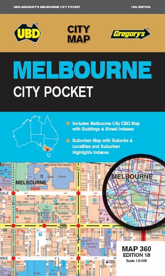 MAP UBD/GRE MELBOURNE CITY POCKET MAP 360 18TH ED