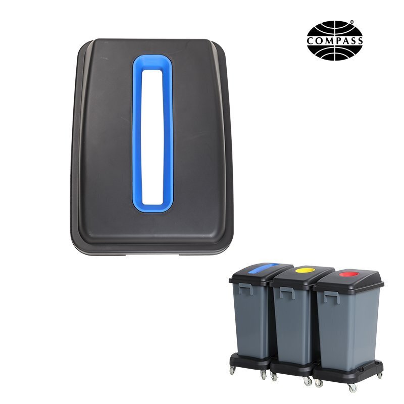 BIN LID COMPASS 45LX33WX10.5HCM BLUE PAPER/CARDBOARD TO SUIT 7606010