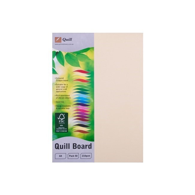 CARDBOARD QUILL A4 210GSM CREAM PK50