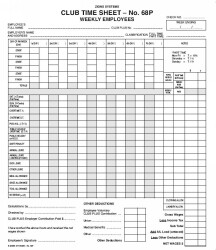 SP- TIME SHEET CLUB ZIONS #68P PERMANENT