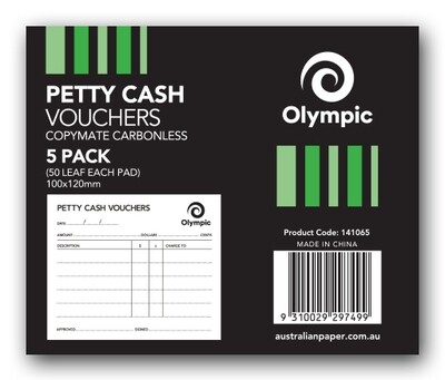 PETTY CASH VOUCHER OLYMPIC 100X120 50LF PK5