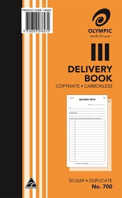 DELIVERY BOOK OLYMPIC FSC 700 DUP C/LESS 8X5 50LF (07627)