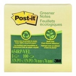 NOTES POST- IT 654-RP 76X76 RECY YELLOW