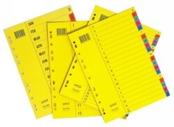 DIVIDER BANTEX A4 MANILLA JAN-DEC BRIGHT INDEXES