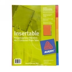 SP- AVERY DIVIDER PP A4 5 TAB COLOUR INSERT 85675