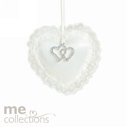 SP- WEDDING CHARM ME PADDED HEART W/DIAMANTE CHARM IVORY