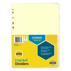 SP- INDICES & DIVIDERS MARBIG A4 6 TAB MANILLA PK10