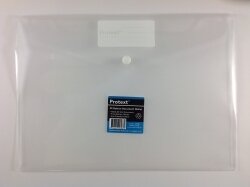 DOCUMENT WALLET PROTEXT A4 PP BUTTON CLOSURE CLEAR
