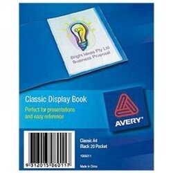 SP- DISPLAY BOOK AVERY A4 INSERT FRONT COVER BLACK 20P