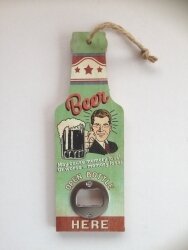BOTTLE OPENER WOODEN BEER GREEN