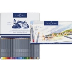 SP- PENCIL COLOURED FABER-CASTELL GOLDFABER AQUA WATERCOLOUR TIN OF 36