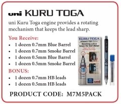 PENCIL UNI KURU TOGA MECHANICAL PENCIL + LEADS PACK ASST 6DOZ