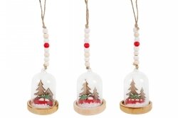 DECORATION XMAS HANGING GLASS BELL 62X62X75MM 3 ASST