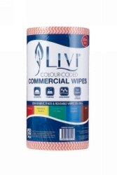 COMMERCIAL WIPES LIVI ESSENTIALS RED