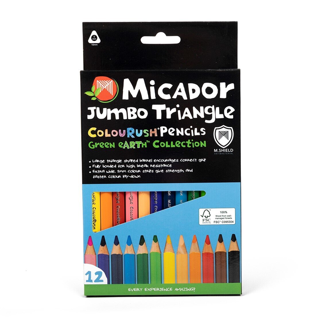 PENCIL COLOURED MICADOR COLOURUSH JUMBO TRIANGLE FSC 100% ASSORTED BX12