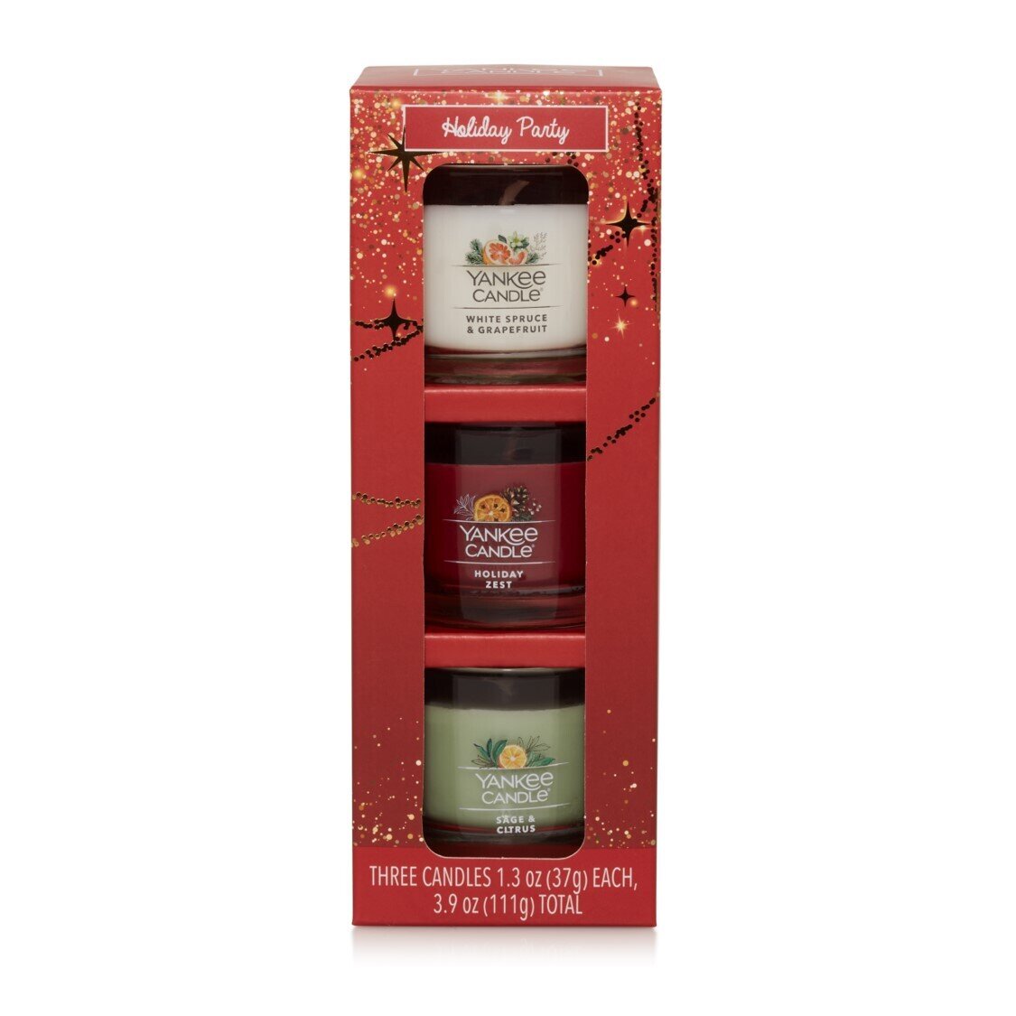 CANDLE YANKEE MINI SET OF 3 HOLIDAY PARTY
