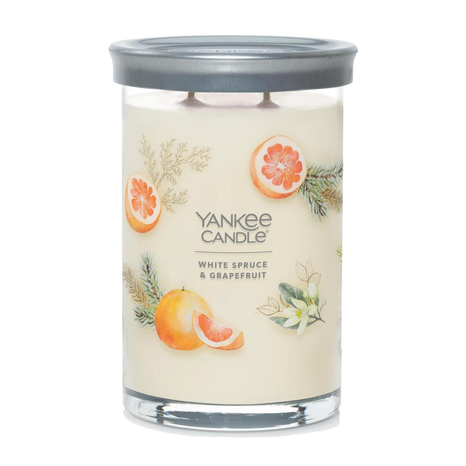 CANDLE YANKEE SIGNATURE LARGE TUMBLER WHITE SPRUCE & GRAPEFRUIT