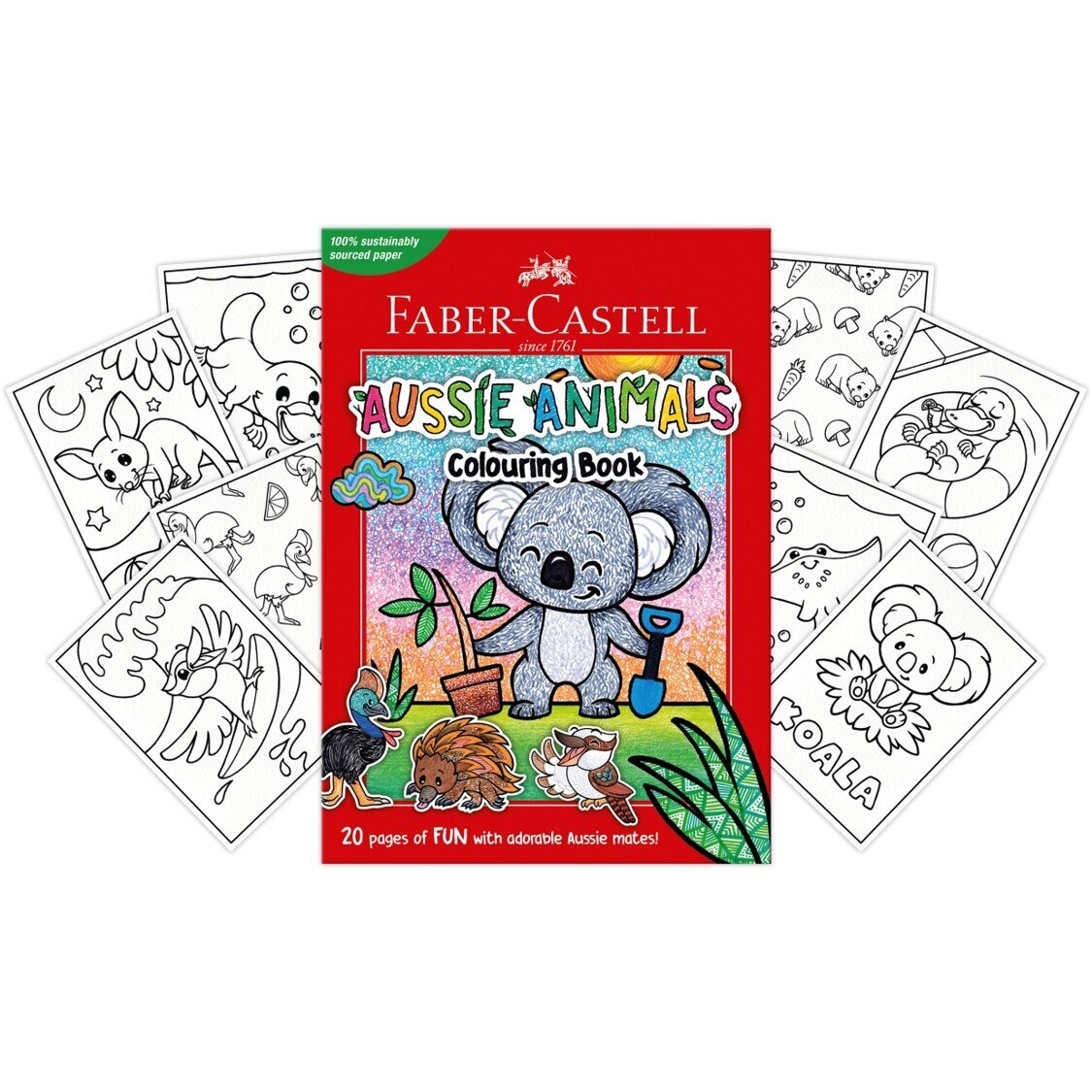 BOOK COLOURING FABER CASTELL A4 AUSSIE ANIMALS 20 PAGES