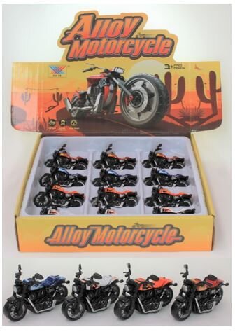 SP- TOY MOTORCYCLE 9CM DIE CAST PULL BACK DISP12