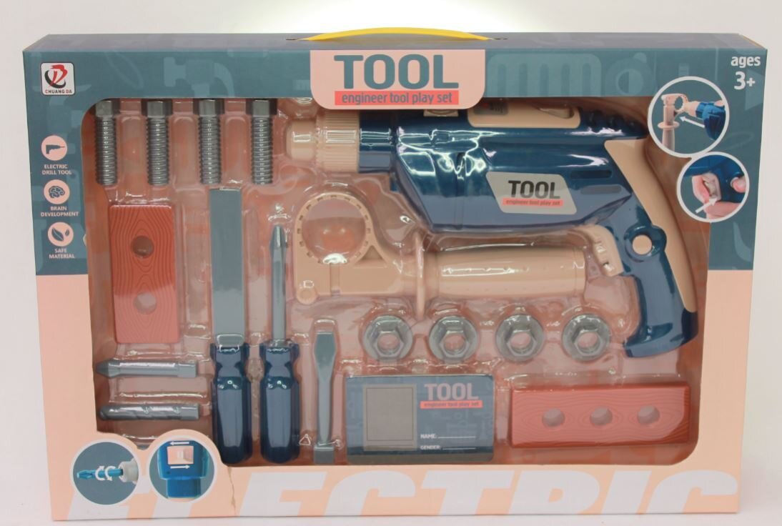 SP- TOY TOOL SET WITH IMPACT DRILL BOXED