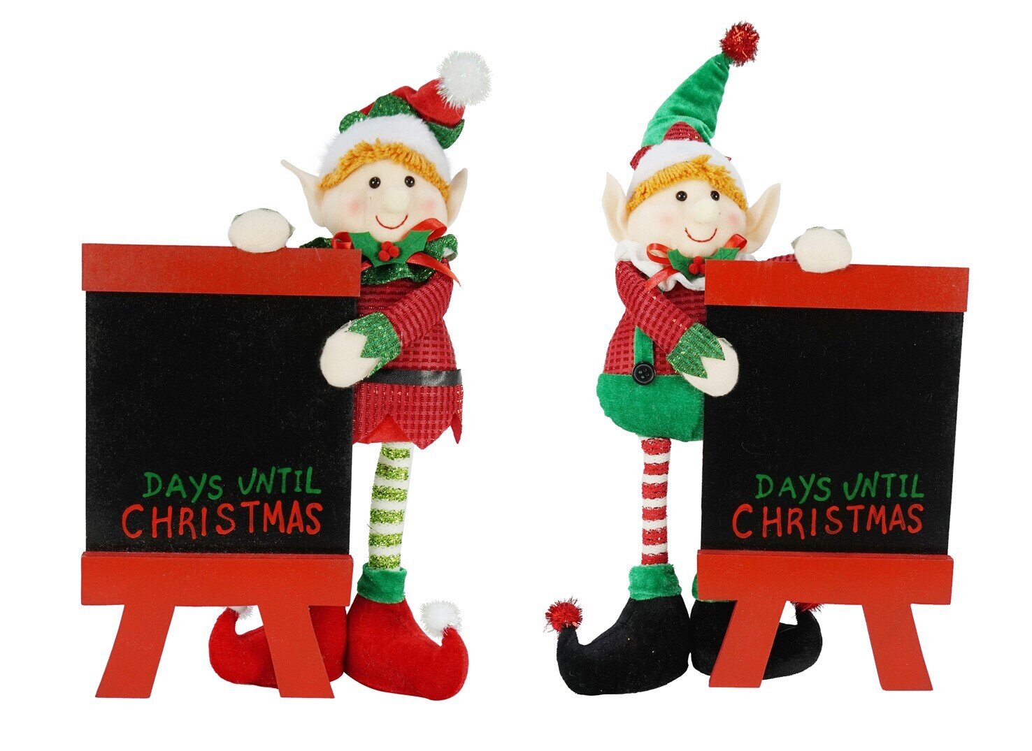 XMAS ELF PLUSH 41X26X10CM COUNTDOWN BOARD