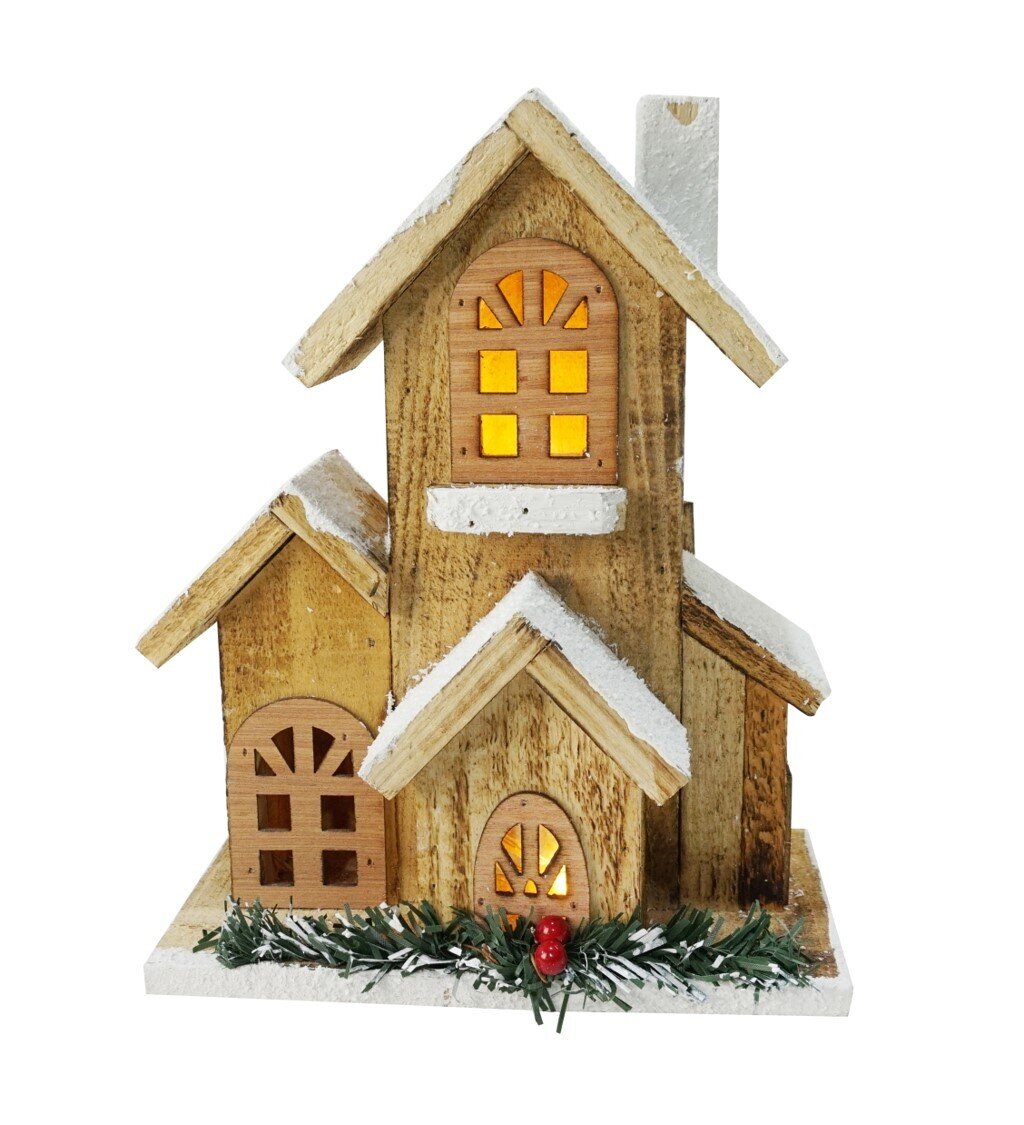 XMAS HERITAGE 20X10X24CM LED RUSTIC HOUSE 2XAA BATT NOT INCL