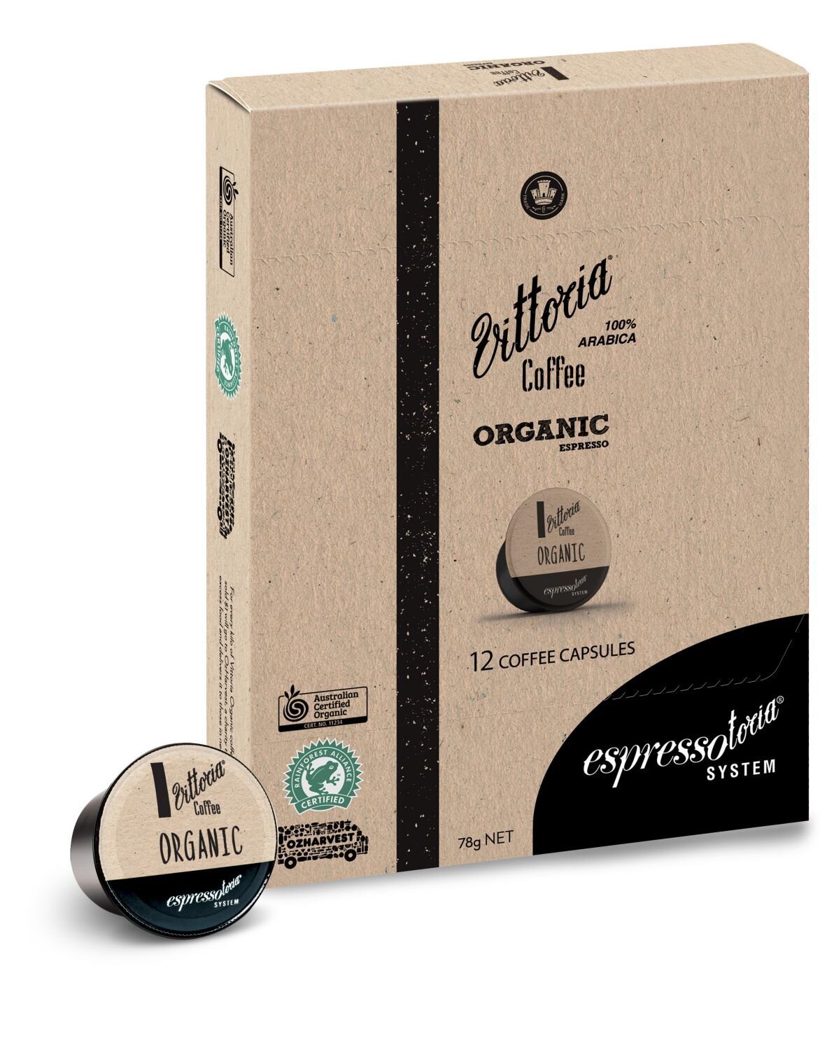 SP- CAPS ESPRESSOTORIA 12'S CAPSULES VITT ORGANIC BLEND BRWN VITTORIA F&BPG
