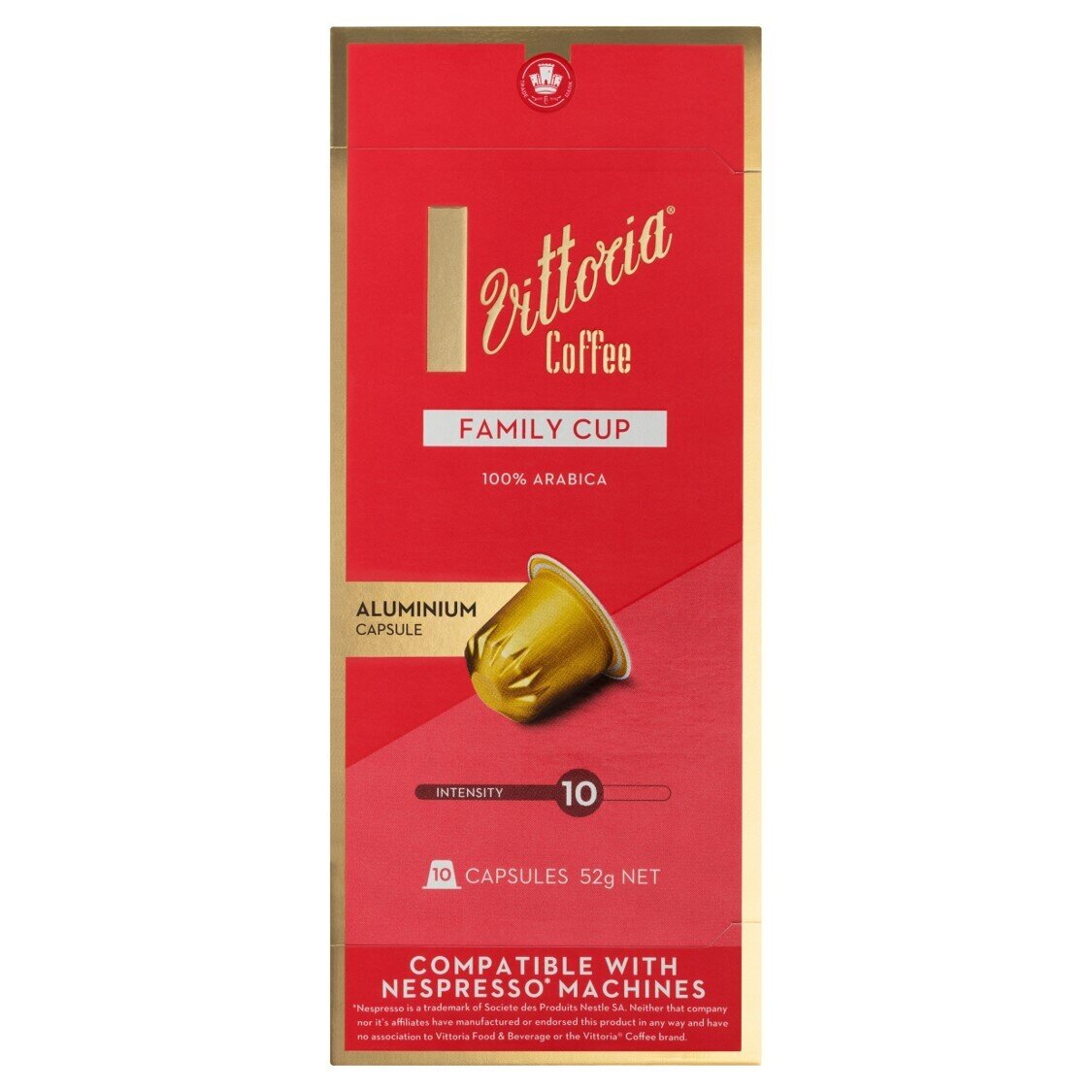 COFFEE CAPS VITTORIA 10'S NESPRESSO COMPATIBLE FAMILY CUP