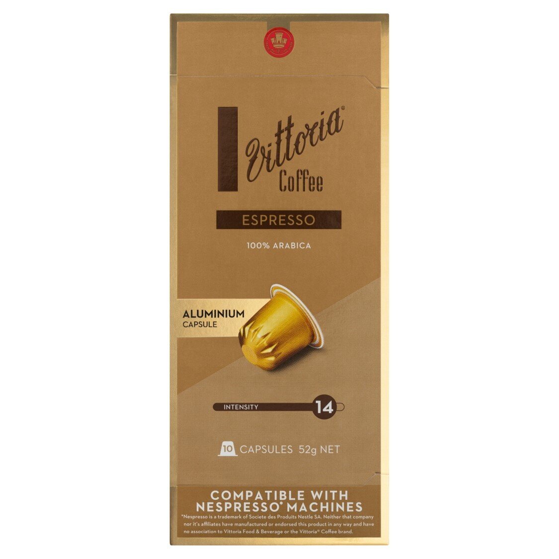 COFFEE CAPS VITTORIA 10'S NESPRESSO COMPATIBLE ESPRESSO
