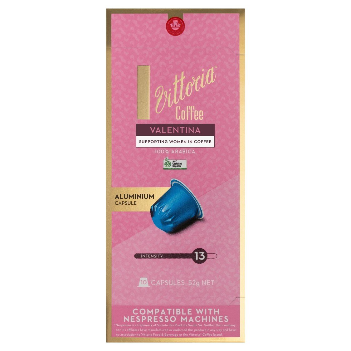 COFFEE CAPS VITTORIA 10'S NESPRESSO COMPATIBLE VALENTINA
