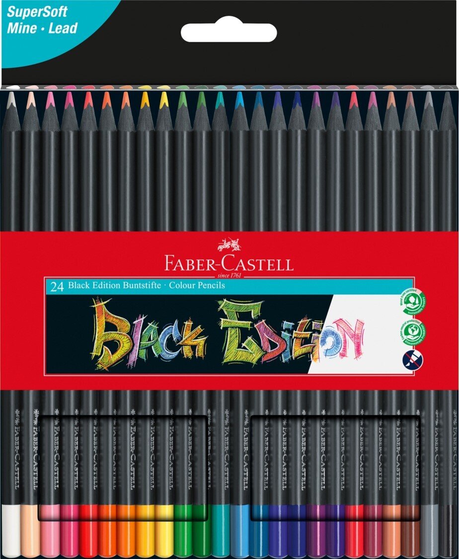 PENCIL COLOURED FABER-CASTELL BLACK EDITION PK24