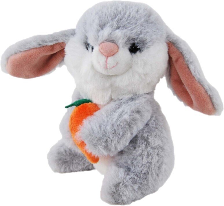 SOFT TOY ELKA 14CM BUNNY CLOVER WITH CARROT GREY